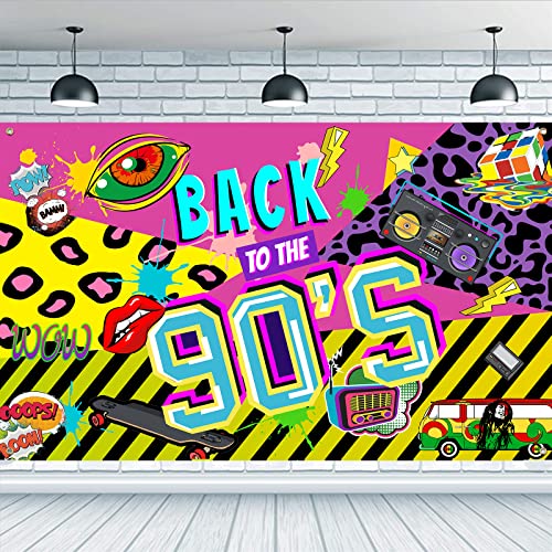 FINGERINSPIRE 90er Jahre Partybanner Deko 180x110cm - Back to The 90'S - Hip Hop Graffiti Bunt Party Hintergrund 90er-Jahre Mottoparty Banner mit Hängendem Seil Party Hintergrund 90er Party Deko von FINGERINSPIRE