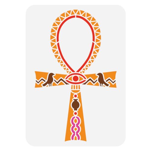 FINGERINSPIRE Ägypten Ankh Symbol Schablone Zum Malen 21x29.7 cm Ägyptische Zeichen Muster Schablone Dekorative Schablone Mit Ägyptischem Thema Zum Malen Auf Wand Holz Boden Fliesen Leinwand Stoff von FINGERINSPIRE