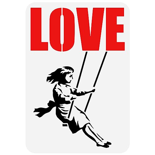 FINGERINSPIRE Banksy Girl On Swing Schablone 21x29.7 cm Wiederverwendbare Banksy Themenvorlage Banksy Girl With LOVE Zeichenschablone Banksy Schablone Zum Malen Auf Holzwandmöbeln von FINGERINSPIRE