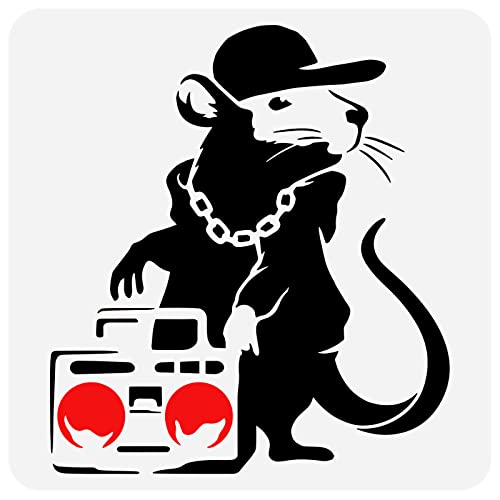 FINGERINSPIRE Banksy Hip Hop Ratte Schablone 30x30cm Wiederverwendbare Banksy Ratte Schablone DIY Art Radios Und Maus Malvorlage Banksy Thema Schablone Zum Malen Auf Holz Wand Und Möbel von FINGERINSPIRE