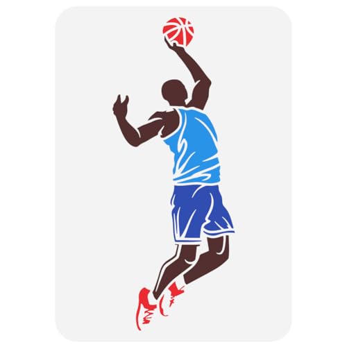 FINGERINSPIRE Basketballspieler Malschablone 21x29.7 cm Basketball Schablone Ballspiele Schablone Sportler Schablone Ballspieler Schablone Sportthema Malvorlage Zum Malen Auf Wandholz von FINGERINSPIRE