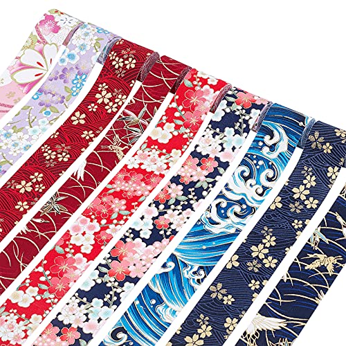 FINGERINSPIRE Baumwollband mit Blumenmuster im japanischen Kimono-Stil, 9 Farben, besticktes Band für Bastelarbeiten, Geschenkverpackungen, Party-Dekorationen, Haarschleifen, Basteln und Nähen, 18 von FINGERINSPIRE