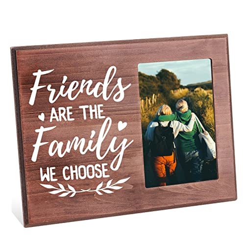 FINGERINSPIRE Bilderrahmen Friends Are The Family We Choose 10x15 cm Going Away Bilderrahmen Mit Herzmuster Zum Aufhängen/Tischplatte Aus Holz Geschenkrahmen Für Beste Freunde Zum College Abschluss von FINGERINSPIRE