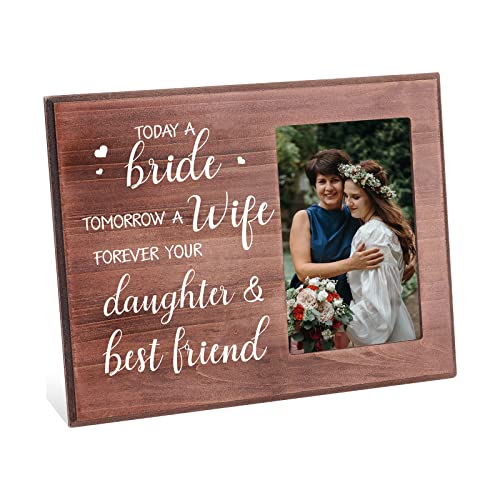 FINGERINSPIRE Bilderrahmen für Hochzeiten, 25 x 20 cm, aus Holz, mit Aufschrift "Today A Bride Tomorrow A Wife Forever Your Daughter & Best Friend" von FINGERINSPIRE