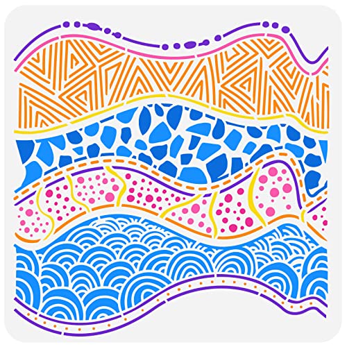 FINGERINSPIRE Crazy Waves Malschablone 30x30cm Gesteinsschicht Muster Schablone Kunststoff Dreieck Flecken Wellen Muster Malschablone Große Wiederverwendbare Schablonen Zum Malen von Wohnkultur von FINGERINSPIRE