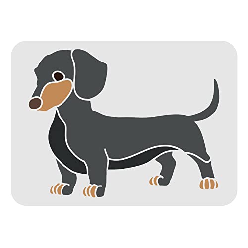 FINGERINSPIRE Dackel Schablone 29,7x21cm Wiederverwendbare Haustier Hunde Zeichnungsschablone Tierschablonen DIY Vorlage Niedliche Dackel Hunde Stencil Schablonen zum Malen Heimdekoration von FINGERINSPIRE