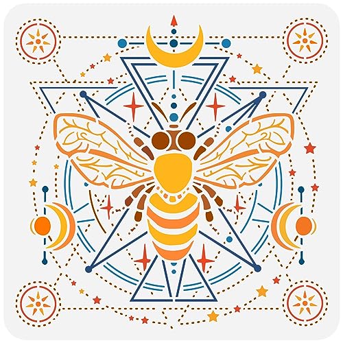 FINGERINSPIRE Divination Stencils 11.8x11.8inch Honey Bee Stencil Plastic Sun Moon Stars Patterns Stencil Witchcraft Stencil Reusable DIY Art and Craft Stencil for Art Scrabooking and Wall Home Decor von FINGERINSPIRE