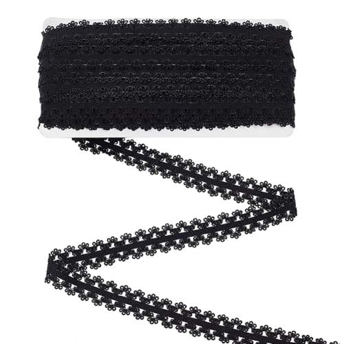 FINGERINSPIRE Elastischer Spitzenbesatz 18.3 m 19 mm Breit Schwarzes Stretch Spitzenband Mit Doppelkrone Elastisches Spitzenband Zum Selbernähen Basteln Verzierungen Für Geschenkverpackungszubehör von FINGERINSPIRE