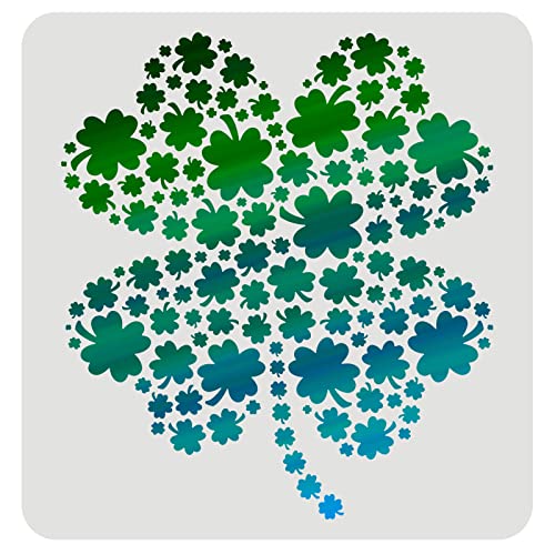 FINGERINSPIRE Groß Kleeblatt Malschablonen 30x30cm Happy Saint Patrick's Day Dekorations Klee Thema Vorlagen Vierblättriges Kunststoff Schablonen zum Malen auf Holz, Boden, Wand, Stoff von FINGERINSPIRE