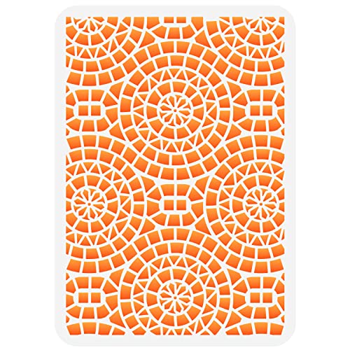 FINGERINSPIRE Holtz Mosaik Schablone 29.7x21cm Mosaik Schablone Kunststoff Geometrische Kreis Muster Schablonen Wiederverwendbar Schicht Schablone DIY Kunst Schablonen Zum Malen Auf Holz Wandstoff von FINGERINSPIRE