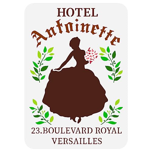 FINGERINSPIRE Hotel Antoinette Schablone Im Französischen Stil 21x29.7 cm Französische Weibliche Silhouette Malvorlagen Frau Mit Blumenblatt Schablone Zum Malen Auf Wand Holz Fliesen Und Möbeln von FINGERINSPIRE