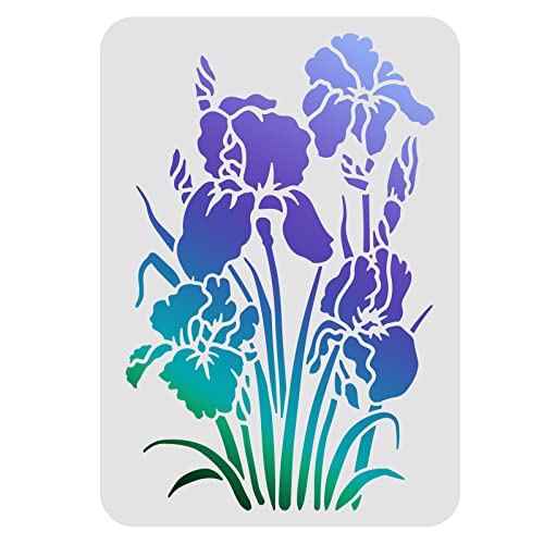 FINGERINSPIRE Iris Schablonen 29,7 x 21 cm Kunststoff Blumen Zeichnung Malschablonen Blume Blumen Wandschablonen Wiederverwendbare Schablonen zum Malen auf Holz, Boden, Wand und Fliesen… von FINGERINSPIRE