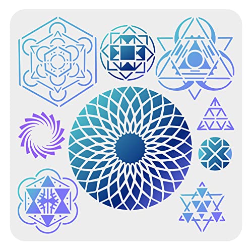 FINGERINSPIRE Kosmos Unendlichkeits Symbole Schablone 30x30cm Heilige Geometrie Malschablonen Kunststoff Array Chakra Muster Schablone Wiederverwendbare Schablonen Für Malerei Home Crafts Decor von FINGERINSPIRE