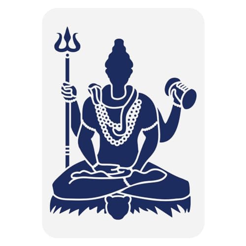 FINGERINSPIRE Lord Shiva Malschablone 21x29.7 cm Wiederverwendbar Indien Gott Muster Zeichnungsvorlage DIY Kunst Hindu Gott Dekoration Schablone Zum Malen Auf Holz Wand Stoff Möbeln von FINGERINSPIRE