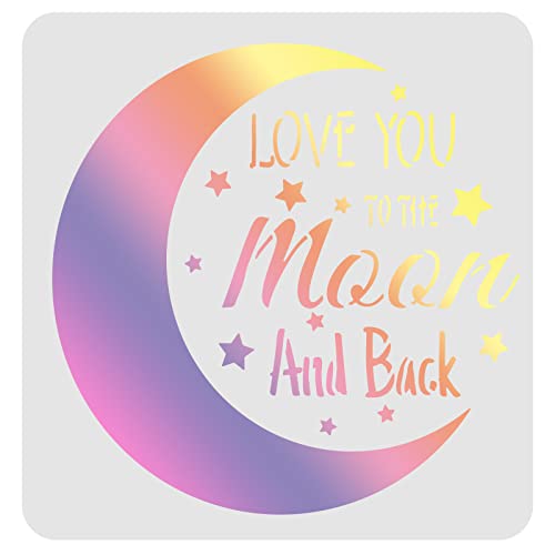 FINGERINSPIRE Love You to The Moon and Back Schablonen-Schablone 30 x 30 cm Kunststoff-Mondzeichnung Malschablonen quadratisch Wiederverwendbare Schablonen zum Malen auf Holz, Boden, Wand und Fliesen von FINGERINSPIRE