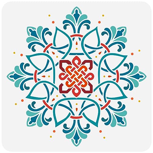 FINGERINSPIRE Mandala Blumen Schablone 30x30 cm Ewiger Knoten Malschablone Kunststoff Endlosknoten Und Blumenmuster Schablone Keltische Knoten Vorlage Wiederverwendbare DIY Kunst Bastelschablone von FINGERINSPIRE