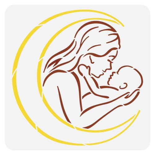 FINGERINSPIRE Muttertags Malschablone 30x30 cm Wiederverwendbar Mutter Hält Baby Und Mond Muster Zeichenvorlage DIY Mütterliche Liebe Schablone Zum Malen Auf Holz Wand Stoff Möbeln FINGERINSPIRE Muttertags Malschablone 30x30 cm Wiederverwendbar Mutter Hält Baby Und Mond Muster Zeichenvorlage DIY Mütterliche Liebe Schablone Zum Malen Auf Holz Wand Stoff Möbeln von FINGERINSPIRE
