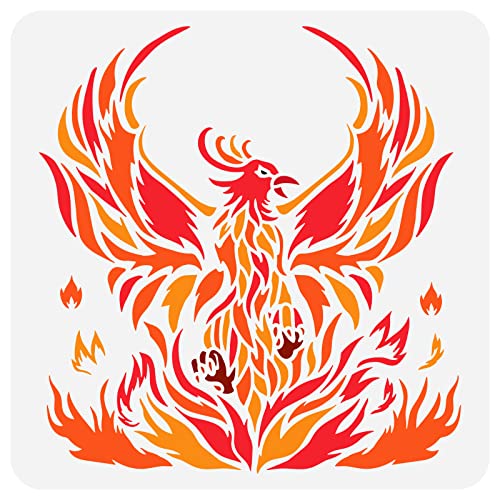 FINGERINSPIRE Phoenix Schablone 30 x 30 cm wiederverwendbare Firebird Zeichenschablone DIY Kunst Phoenix Vogel Dekoration Vorlage Tierschablone zum Malen auf Holz, Wand, Papier und Möbeln von FINGERINSPIRE