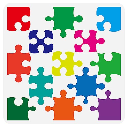 FINGERINSPIRE Puzzle Muster Schablone 30x30 cm Wiederverwendbare Puzzle Texturen Malvorlage DIY Handwerk Geometrische Figuren Schablone Zum Malen Auf Holz Wand Stoff Möbeln von FINGERINSPIRE