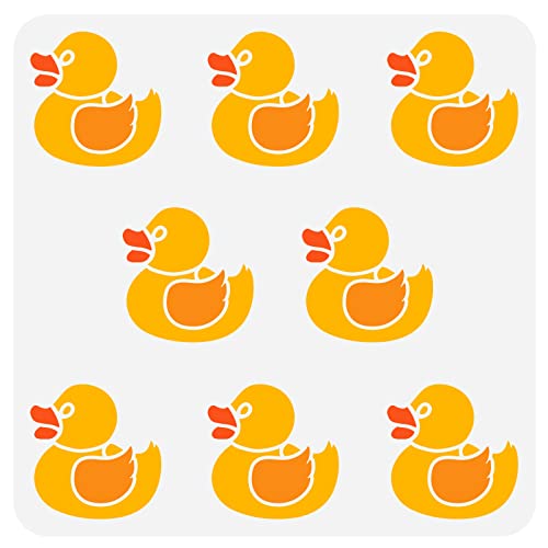 FINGERINSPIRE Rubber Duck Malschablone 30x30cm Wiederverwendbare Kleine Enten Zeichenschablone, Traum Kinderzimmer Dekoration, DIY Art Summer Theme Animal Duck Schablone Zum Malen Auf Wandholzmöbeln von FINGERINSPIRE