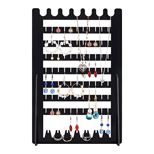 FINGERINSPIRE Schwarzer Acryl Schmuckständer 20x5x30 cm Halskettenhalter Organizer Mit 9 Ebenen Rechteckig Ohrring Armband Anhänger Präsentationsständer Für Home Show Retail Store von FINGERINSPIRE