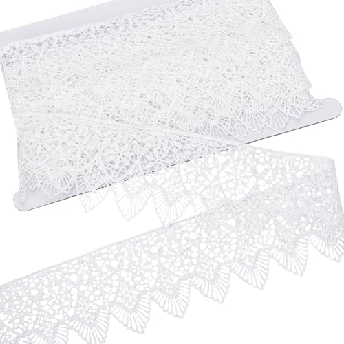 FINGERINSPIRE Venedig Spitzenbesatz 6 m 60mm Breit Dreieckig Gewellt Bestickt Spitzenbesatz Aus Polyester Mit Weißen Blumen Zum Basteln Kleidern Stoffen Geschenkverpackungen Heimdekoration von FINGERINSPIRE