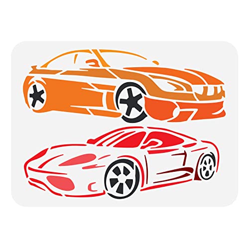 FINGERINSPIRE Sportauto-Schablone 21,1 x 29,7 cm wiederverwendbare Roadster-Malerei Schablone DIY Kunst Klassisches Auto Muster Dekoration Vorlage Racing Schablone zum Malen auf Holz, Wand und Möbeln von FINGERINSPIRE