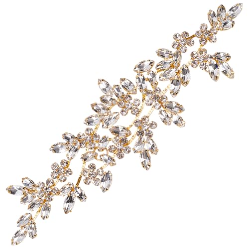 FINGERINSPIRE Strass Applikation Kristall Applikation 220x65x6mm Kristallfarbe Nähapplikation Hochzeitsbastel Strass Applikation Blumen Blätter Strass Applikation Für Hochzeitskleid Brautgürtel Dekor von FINGERINSPIRE