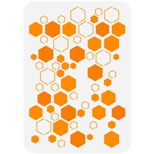 FINGERINSPIRE Super Hexagon Waben Malschablone 21x29.7 cm Wiederverwendbare Wabenmuster Schablone Dekorative Blumenschablone Zum Malen Auf Wand Holz Bodenfliesen Leinwand Stoff Möbeln von FINGERINSPIRE