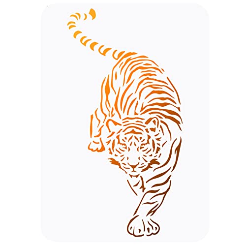 FINGERINSPIRE Tiger Schablone 21x29.7cm Wiederverwendbar Kreative DIY Wildtier Schablone Kunststoff Tiger Malschablone Große Tiger Schablonen Für DIY Malerei, Wandmöbel, Basteln, Dekoration von FINGERINSPIRE