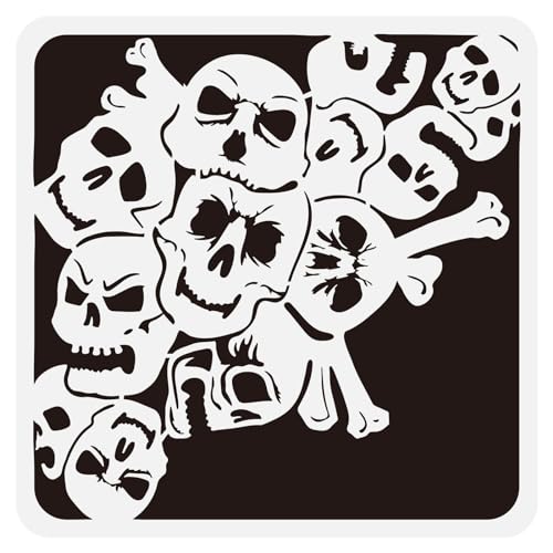 FINGERINSPIRE Totenkopf-Schablonen zum Malen, 30 x 30 cm, Totenkopf-Kunststoff, Malvorlage, PET-Schädel, gruselige Skelett-Vorlage für DIY-Projekte, Basteln, Leinwand, Wand, Boden, Kunst, von FINGERINSPIRE
