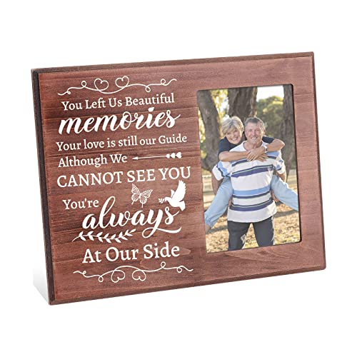 FINGERINSPIRE You Left Us Beautiful Memories Bilderrahmen 15x10cm Beileid Geschenkrahmen Gedenkfotorahmen Trauergeschenkrahmen Holz Fotorahmen zum Verlust von Mutter, Vater, Opa, Oma von FINGERINSPIRE