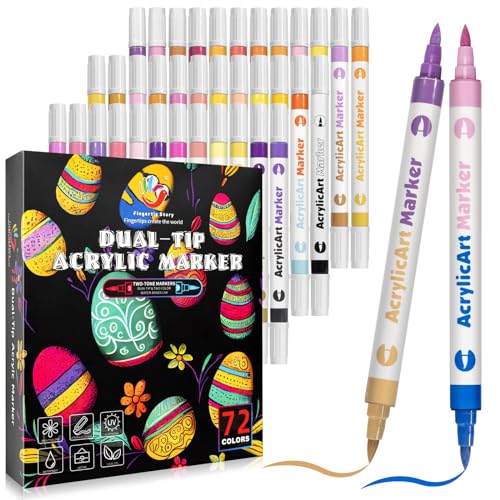 FINGERTIP STORY 36 Farbe Acrylstifte für Steine Wasserfest Stifte Steine Bemalen Acrylic Paint Marker für Ostern Basteln Kinder Leinwand Holz Schule Manga von FINGERTIP STORY