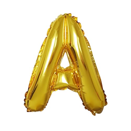 Folienballon 10 Stück Alphabet Ballon Aluminiumfolie Alphabet Ballon Anordnung 16 Zoll Hellgold Silber Aluminium Film Alphabet Ballon-Gold A von FIOLIRTL