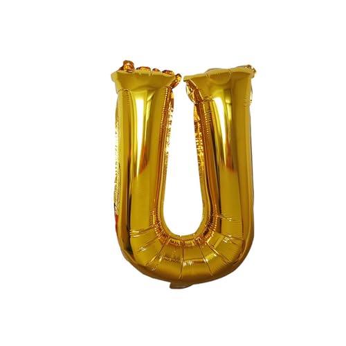 Folienballon 10 Stück Alphabet Ballon Aluminiumfolie Alphabet Ballon Anordnung 16 Zoll Hellgold Silber Aluminium Film Alphabet Ballon-Gold U von FIOLIRTL