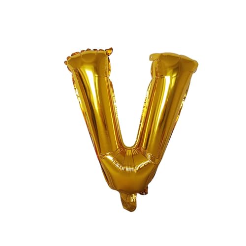 Folienballon 10 Stück Alphabet Ballon Aluminiumfolie Alphabet Ballon Anordnung 16 Zoll Hellgold Silber Aluminium Film Alphabet Ballon-Gold V von FIOLIRTL