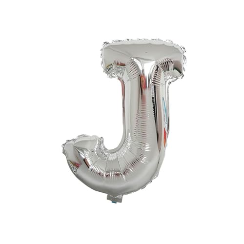 Folienballon 10 Stück Alphabet Ballon Aluminiumfolie Alphabet Ballonanordnung 16 Zoll Hellgold Silber Aluminium Film Alphabet Ballon-Silber J von FIOLIRTL