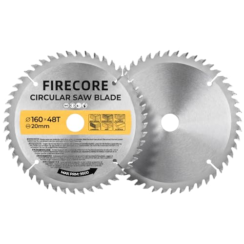 Firecore Kreissägeblatt Set 2 tlg, Trennscheibe 160x20 mm ideal für Holz, Metall & Alu - kompatibel mit Tauchsäge & Kreissäge von Bosch & Makita - Multi Sägeblatt aus hochwertigem Hartmetall von FIRECORE