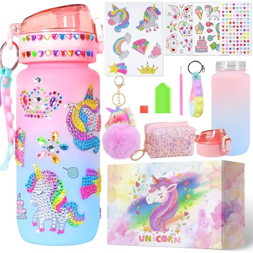 FIRITHYC Einhorn Geschenke für Mädchen Dekorieren Sie Ihre eigene Wasserflasche Kits, Gem Diamond Painting Handwerk Geschenke Spielzeug für Mädchen Geburtstag von FIRITHYC