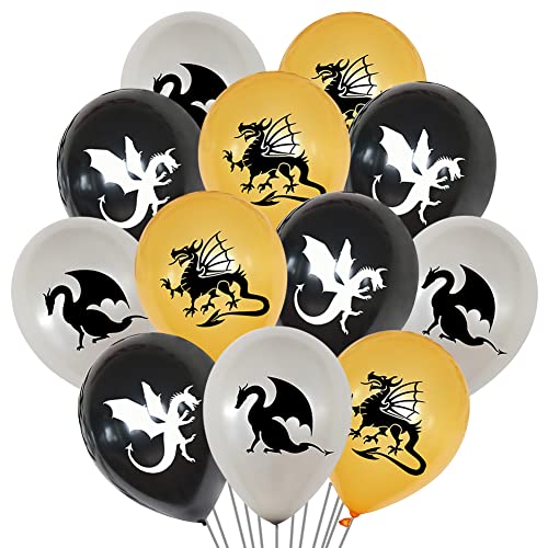 Geburtstags Dekorationen Set, 36 Stücke Drachen Geburtstags Luftballons, Drachen Party Zubehör Kinder Geburtstagsdeko Kinder Party Ballon Latex Luftballon für Kindergeburtstag Party von FISAPBXC