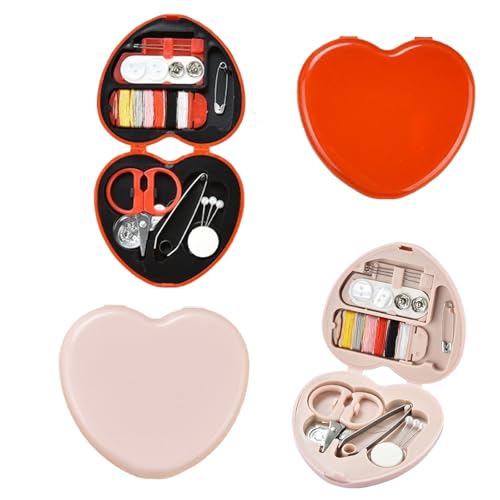 FISH DRAGATE 2 pieces sewing kit,nähset reise,mini travel essentials,nähzeug,reisenähset,nähset grundausstattung,diy emergency sewing repair accessories,diy tool accessories,rot rosa von FISH DRAGATE