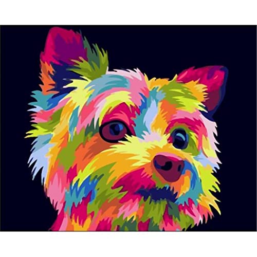 FITMZ DIY Malen nach Zahlen Set mit bunten Hunden und Tieren, modernes Wandkunstbild, Leinwandgemälde für die Inneneinrichtung, 50 x 50 cm von FITMZ