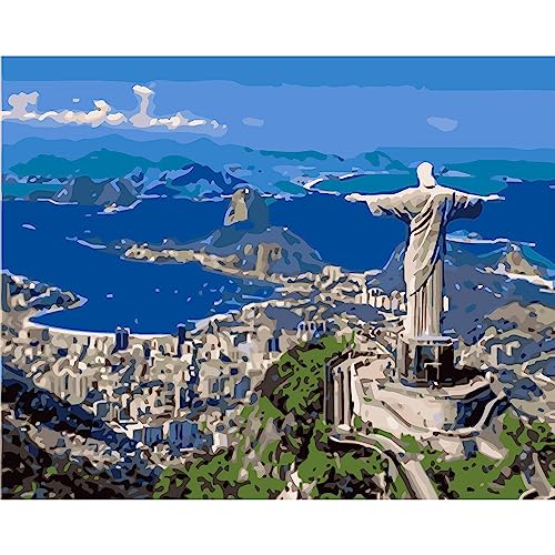 Malen nach Zahlen Rio De Janeiro Stadt DIY handgemaltes Ölgemälde Acryl Landschaft Bild Farbe Wohnkultur 30x40CM von FITMZ