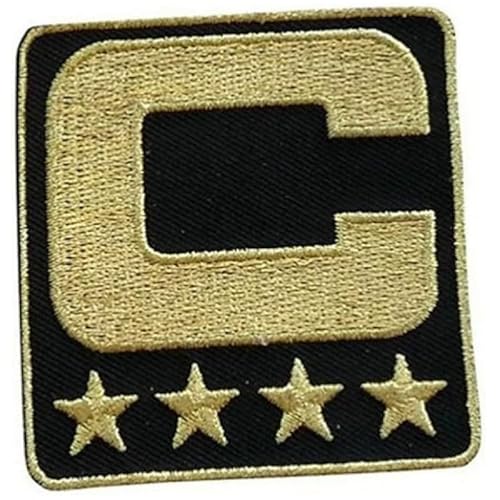 Black Captain C Patch 4 Stars Sewing On for Jersey Football, Baseball Soccer, Hockey Jersey (Black Gold) von FITONE