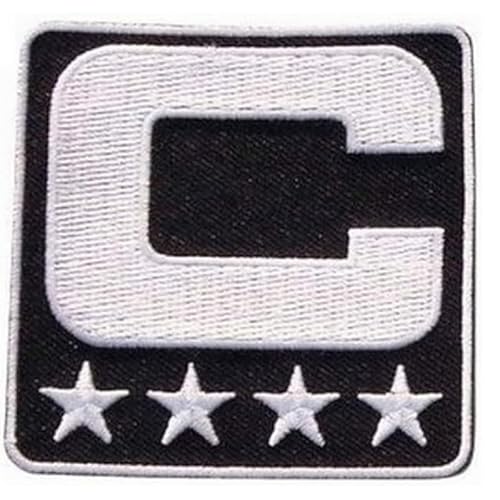 Black Captain C Patch 4 Stars Sewing On for Jersey Football, Baseball Soccer, Hockey Jersey (Black Whtie) von FITONE