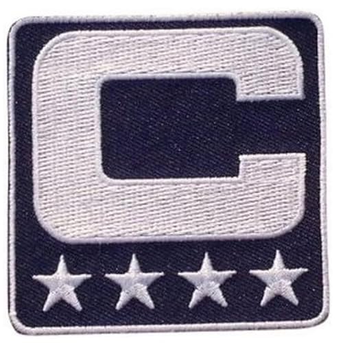 Black Captain C Patch 4 Stars Sewing On for Jersey Football, Baseball Soccer, Hockey Jersey (Blue White) von FITONE