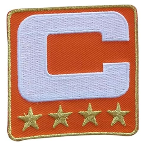 Black Captain C Patch 4 Stars Sewing On for Jersey Football, Baseball Soccer, Hockey Jersey (Orange White) von FITONE