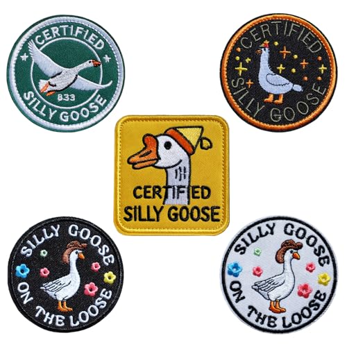 FITZNORA Funny Goose Patch 5 Pack Hook and Loop Silly Goose on The Loose Collection, Cute Animal Meme Moral Patch for Backpacks, Vest Harnesses, Hats von FITZNORA