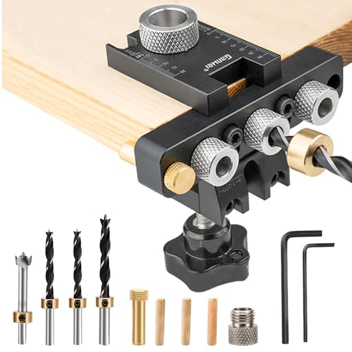 FIVAVA Holzdübel Bohrschablone 8/10/15mm Bohrschablone Möbelbau 3-in-1 Doweling Jig Kit mit Positionierungsclip Einstellbare Bohrführung Locator Tischlerwerkzeuge von FIVAVA