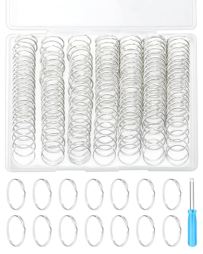 FIVEIZERO 150 Stück geteilte Schlüsselringe, 2 cm, robuste Metall-Schlüsselanhänger, Bulk-Edelstahl-Schlüsselanhänger, silberfarbenes Schlüsselanhänger-Zubehör für Schlüsselanhänger, Handwerk, von FIVEIZERO